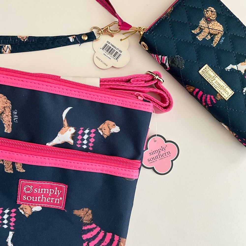 Simply Southern Dog Crossbody & Zip Around Wallet Navy and Pink - Picture 8 of 11